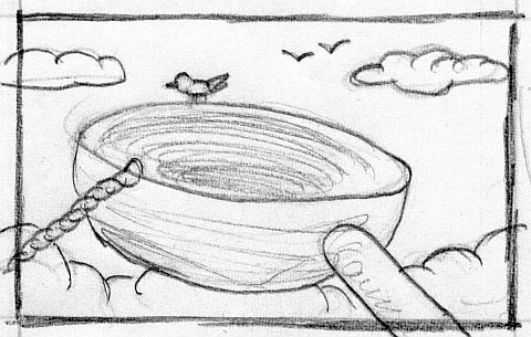 A Bird sits on a catapult