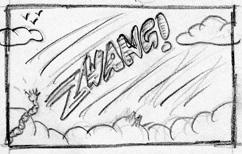 ZWANG! The catch is released and the catapult fires