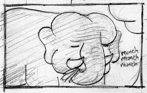 Meanwhile an elephant lazily muches on some food