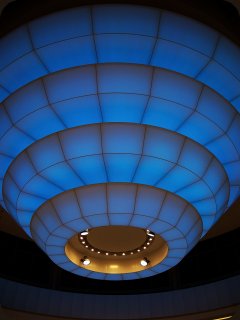 The fancy light fixture in the so-called Grand Atrium