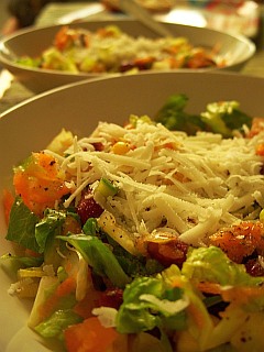 Photo of two plates of bean salad with pecorino romano cheese