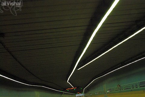 The ceiling of the airport tunnel in Dubai