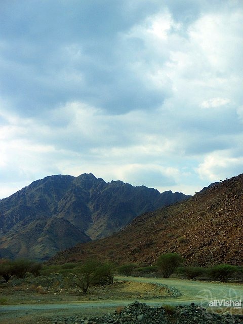 Dirt road through the mountains in Fujairah
