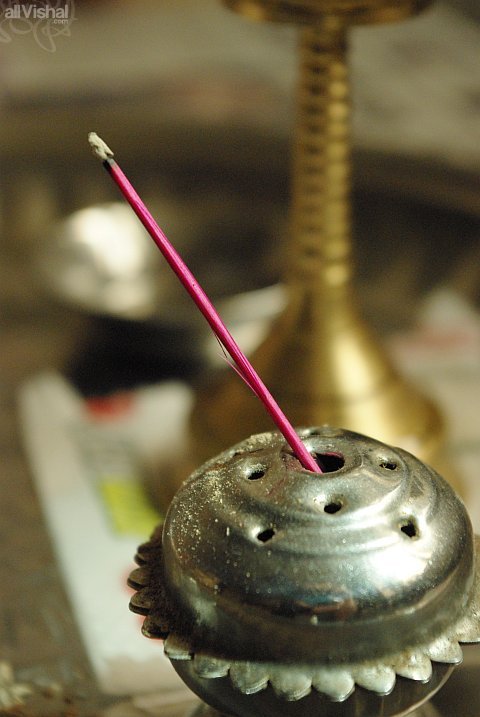 The end of a burnt incense stick