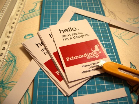 My new hand-cut, self-designed, friendly business cards