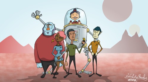 illustration of fictional star trek away team