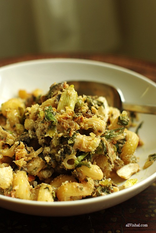 baked pasta with spinach mushroom and cheese