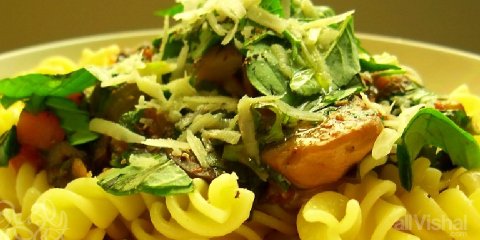 Fusilli in a Tomato Sauce with Fresh Basil and Parsley