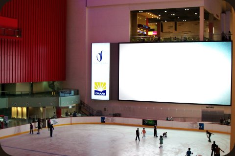 The Big-ass TV overlooking the Dubai Ice Rink