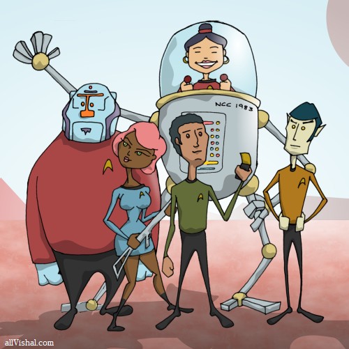 illustration of fictional star trek away team
