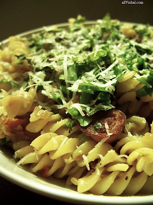 
Fusilli with Sausage, Peppers & Herbs
